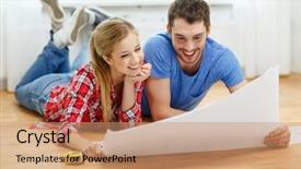  Presentation with home renovation - Amazing slide deck having floor plan - repair building renovation and home backdrop and a coral colored foreground