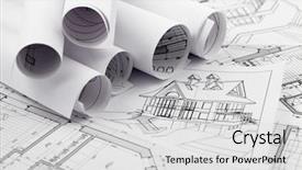  Presentation with blueprint - Presentation theme having floor plan - rolls of architecture blueprint house background and a light gray colored foreground