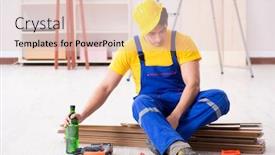  Presentation with drinking alcohol - PPT layouts having floor-repairman-drinking-alcohol-during background and a  colored foreground