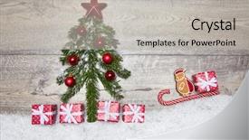  Presentation with christmas tree - Beautiful theme featuring floor santa on his sleigh backdrop and a light gray colored foreground