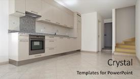  Presentation with modern buses - Presentation theme with floor tile - beautiful apartment refitted modern kitchen background and a light gray colored foreground