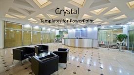  Presentation with bullseye center goal success business - PPT theme consisting of floor tile - empty lobby at business center background and a mint green colored foreground