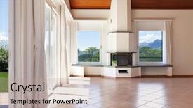  Presentation with interior - PPT theme featuring floor tile - interior home view of room background and a mint green colored foreground