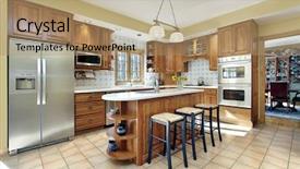  Presentation with oak - Slides with floor tile - kitchen in modern home background and a coral colored foreground