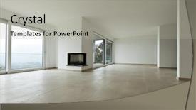 Presentation with living room - Beautiful PPT theme featuring floor tile - new apartment living room view backdrop and a light gray colored foreground