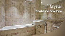  Presentation with bathroom - Presentation theme having floor to ceiling stone tile background and a gray colored foreground
