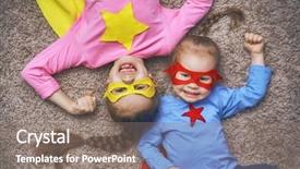  Presentation with kids playing - Theme featuring floor top view girl background and a gray colored foreground