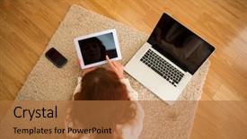  Presentation with living room - Colorful presentation theme enhanced with floor using technology at chritmas backdrop and a  colored foreground