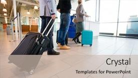  Presentation with passengers - Colorful presentation design enhanced with floor with baggage at airport backdrop and a soft green colored foreground