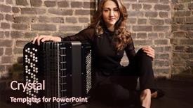  Presentation with accordion - Slide deck featuring floor with chromatic accordion background and a wine colored foreground