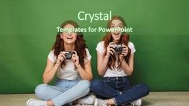  Presentation with cameras - Beautiful PPT theme featuring floor with legs cross backdrop and a tawny brown colored foreground