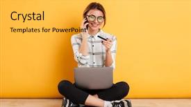  Presentation with credit card - Presentation enhanced with floor with silver notebook background and a yellow colored foreground