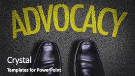  Presentation with advocacy - Colorful PPT theme enhanced with recommedner system - top view of business shoes backdrop and a dark gray colored foreground