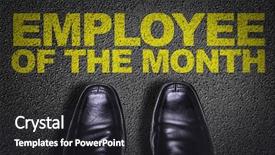  Presentation with employee month - Theme having floor with the text employee background and a dark gray colored foreground