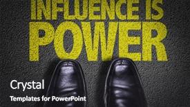  Presentation with team business top view - Slide deck with floor with the text influence background and a dark gray colored foreground