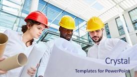  Presentation with team planning - Amazing PPT layouts having floorplan - architect team with blueprint makes backdrop and a lemonade colored foreground