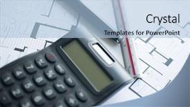  Presentation with architect - Audience pleasing slide set consisting of floorplan - architect with calculator and plan backdrop and a light blue colored foreground