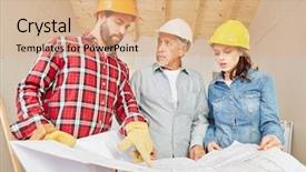  Presentation with craftsman - Beautiful PPT theme featuring floorplan - artisans and craftsman planning backdrop and a coral colored foreground