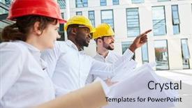  Presentation with urban design - Theme enhanced with floorplan - business man and architect team background and a lemonade colored foreground