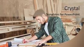  Presentation with drawing architecture - Slide deck enhanced with floorplan - carpenter with architectural drawing background and a coral colored foreground