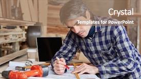  Presentation with hand drawn brush stroke design - Beautiful PPT theme featuring floorplan - craftsman planning and drawing new backdrop and a coral colored foreground