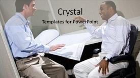  Presentation with farewell colleagues - Audience pleasing presentation theme consisting of floorplan - two male colleagues working backdrop and a light gray colored foreground