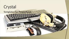  Presentation with technology old vintage television - PPT layouts having floppy disc - old technology isolated on white background and a lemonade colored foreground