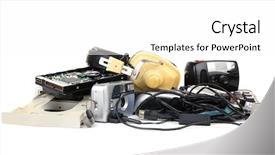  Presentation with technology - Slides with floppy disc - old technology isolated on white background and a white colored foreground