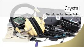  Presentation with technology old vintage television - Presentation theme featuring floppy disc - old technology isolated on white background and a white colored foreground