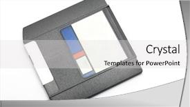  Presentation with computer storage - Slides enhanced with floppy disc - zip drive magnetic computer data background and a  colored foreground