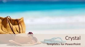  Presentation with straw - Slides with flops on a tropical beach background and a lemonade colored foreground