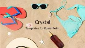  Presentation with sunscreen - Slide set consisting of flops sunglasses and sunscreen oil background and a lemonade colored foreground