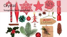  Presentation with christmas tree - Theme featuring flora of fir holly mistletoe background and a coral colored foreground