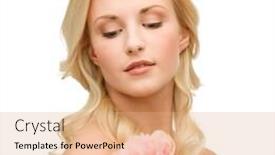  Presentation with peony flower - Slides with floral and beauty concept - lovely woman with peony flower background and a coral colored foreground