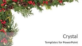  Presentation with floral border over white - Presentation design consisting of floral border with natural holly background and a white colored foreground