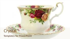 Presentation with white gold - Presentation theme consisting of floral china teacup and saucer background and a lemonade colored foreground
