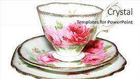  Presentation with floral - Beautiful presentation design featuring floral cup saucer and plate backdrop and a white colored foreground