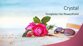  Presentation with element - Colorful presentation design enhanced with gradiant color - floral design element on summer backdrop and a cool aqua colored foreground