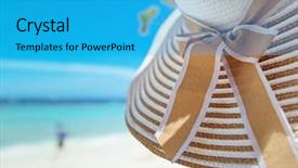  Presentation with watercolor summer floral - Presentation design featuring gradiant color - floral design element on summer background and a cyan colored foreground