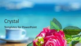  Presentation with element - Presentation theme consisting of weather elementd - floral design element on summer background and a light blue colored foreground