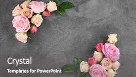 Presentation with floral - PPT theme having floral frame on grey background background and a gray colored foreground