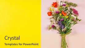 Presentation with wild flower - Slide set featuring floral gift paper - wild flower bouquet on pink background and a yellow colored foreground