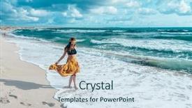  Presentation with maxi - Slide set featuring floral maxi skirt walking barefoot background and a sky blue colored foreground