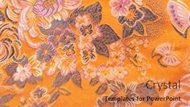  Presentation with chinese traditional - Colorful PPT theme enhanced with floral pattern on traditional chinese silk backdrop and a gold colored foreground