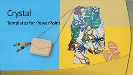  Presentation with blue floral - Colorful slide set enhanced with floral pattern print with fern backdrop and a light blue colored foreground