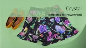  Presentation with yellow green - PPT layouts with floral-skirt-with-yellow-shoes and a mint green colored foreground
