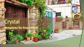  Presentation with floral - Presentation design with floral streets of traditioanl village background and a tawny brown colored foreground