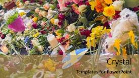  Presentation with tribute - Presentation with floral tributes in stockholm terrorism background and a gold colored foreground