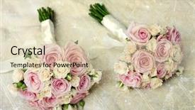  Presentation with pink roses - Slide deck featuring neatly folded clothes in wooden background and a tawny brown colored foreground