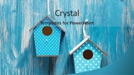  Presentation with wood rustic - PPT theme consisting of floral welcome - two birdhouses on antique rustic background and a light blue colored foreground
